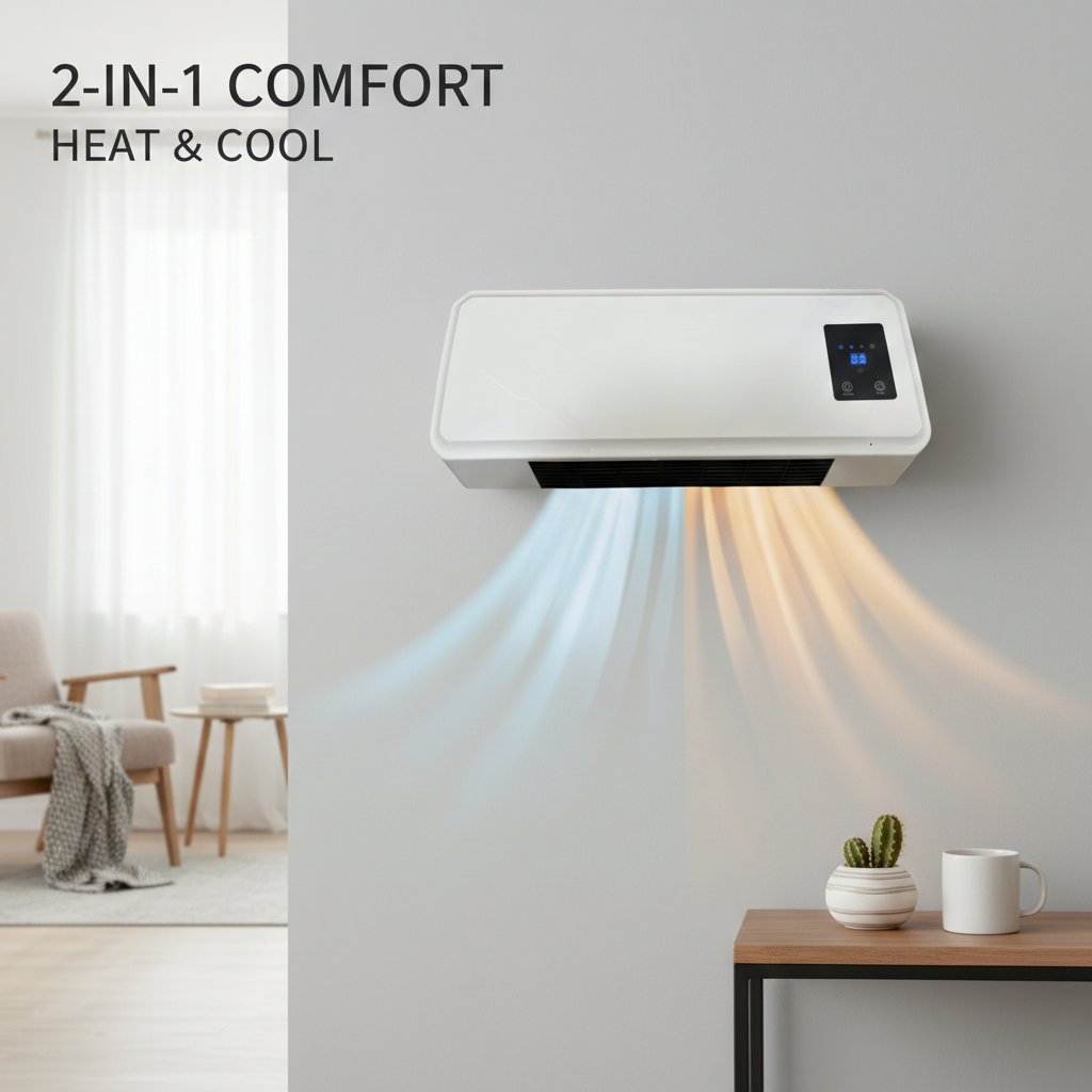 Calefactor Eléctrico de Pared 2 en 1 – Calor y Ventilador
